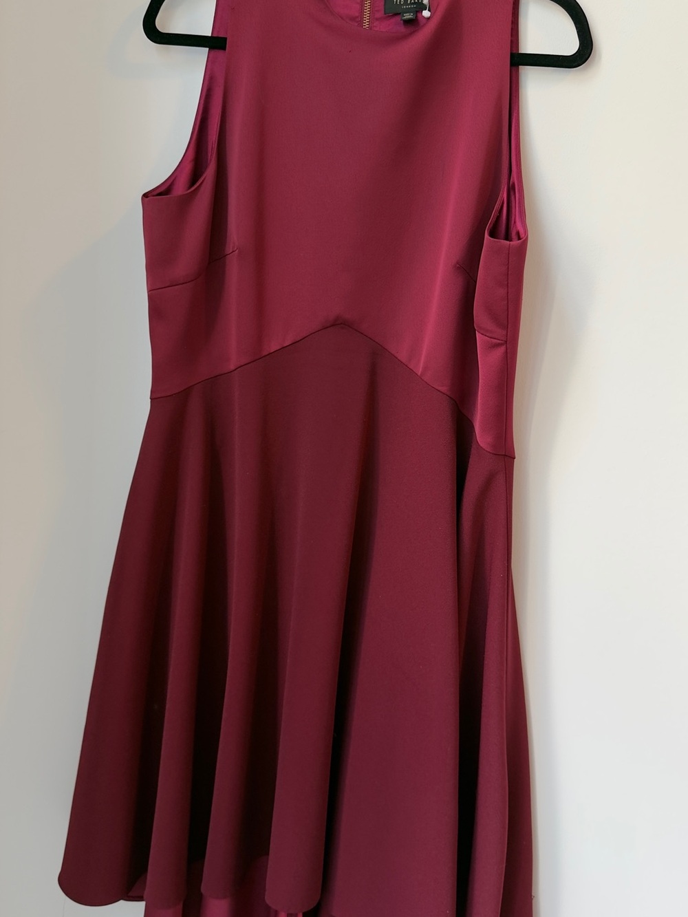 Ted Baker Size 5 XL Burgundy Fit & Flare Midi Dress Full Skirt